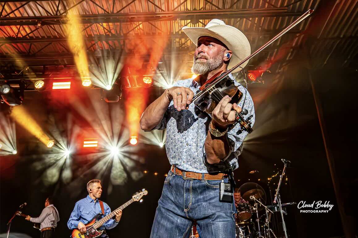 fiddle player in band Josh Turner at boots in the gorge at ace adventure resort in the new river gorge