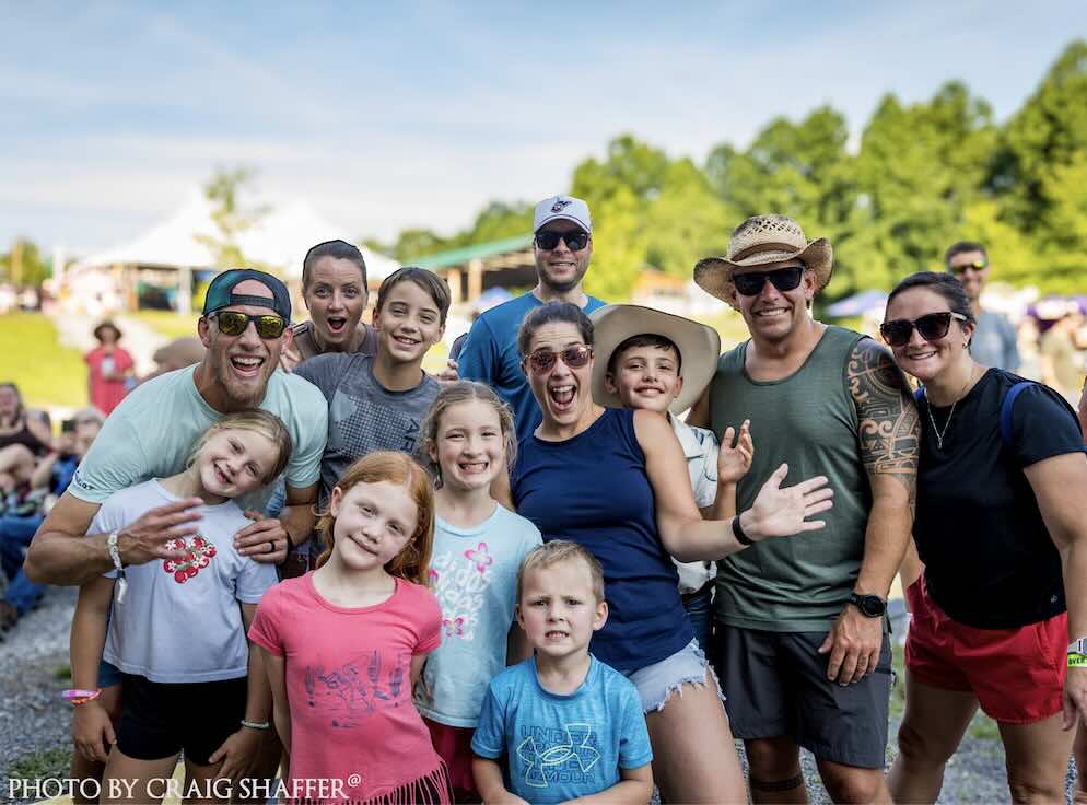 group photo of fans at boots in the gorge at ace adventure resort in the new river gorge